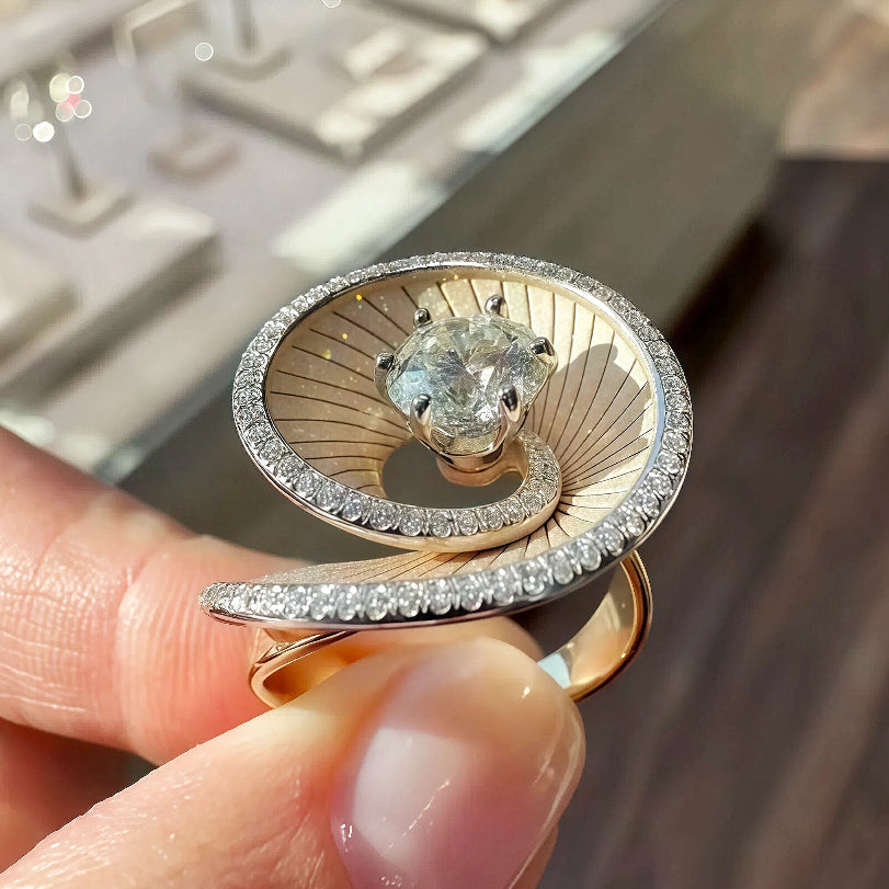 2Ct Art Deco style flower ring-JOSHINY