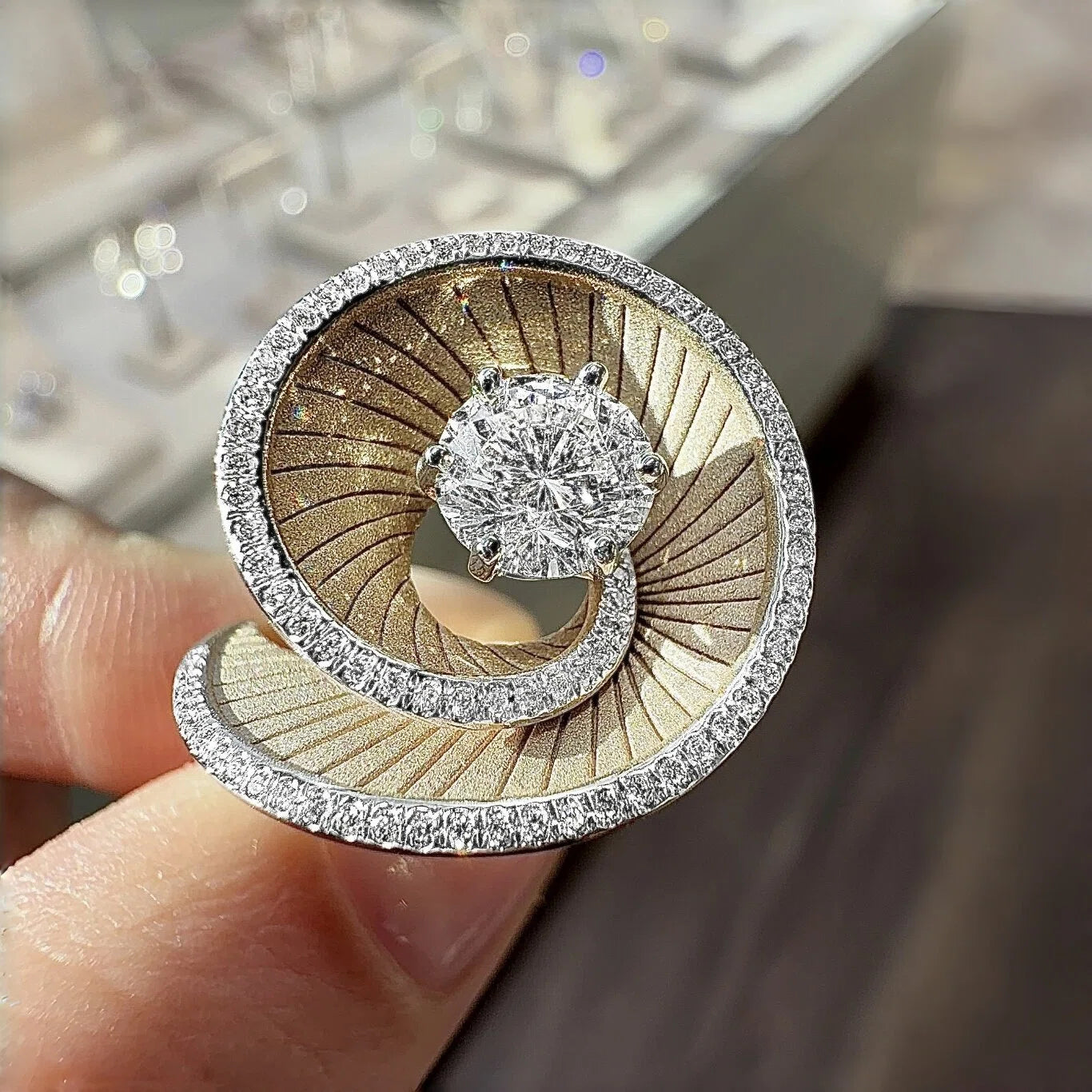 2Ct Art Deco style flower ring-JOSHINY
