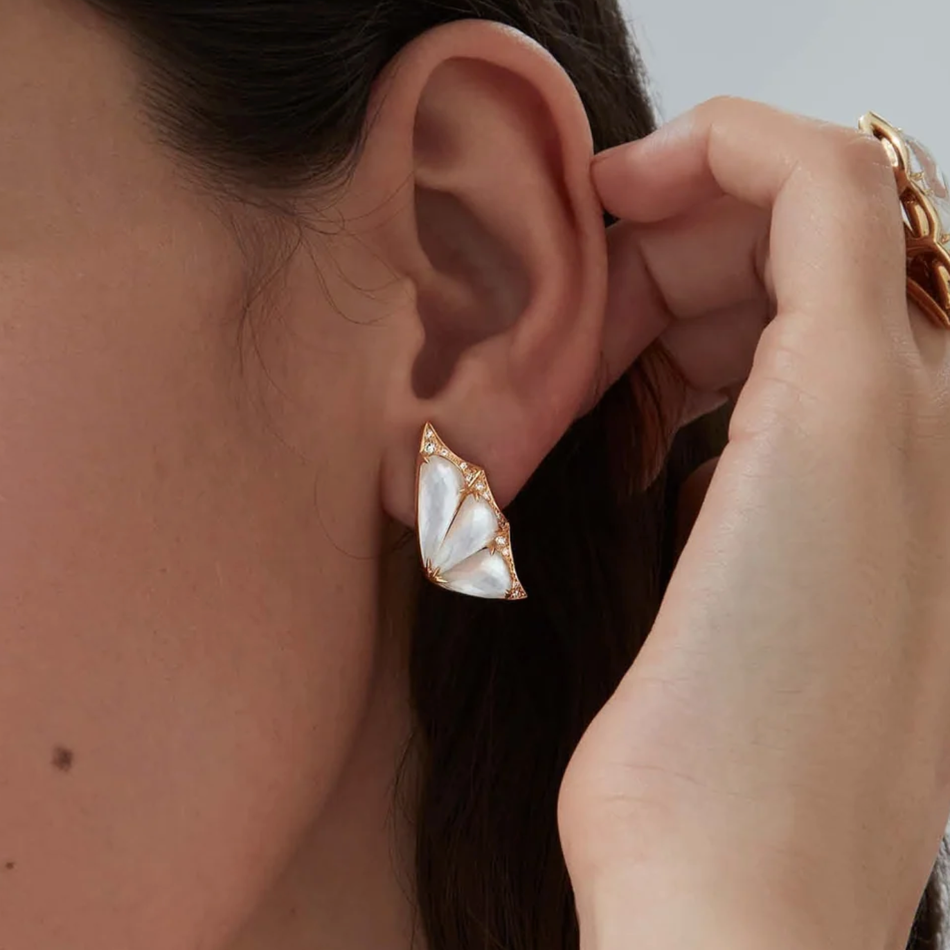 White Crystal Nightcrawler Ring, Necklace, and Earring Set-JOSHINY(Ring)