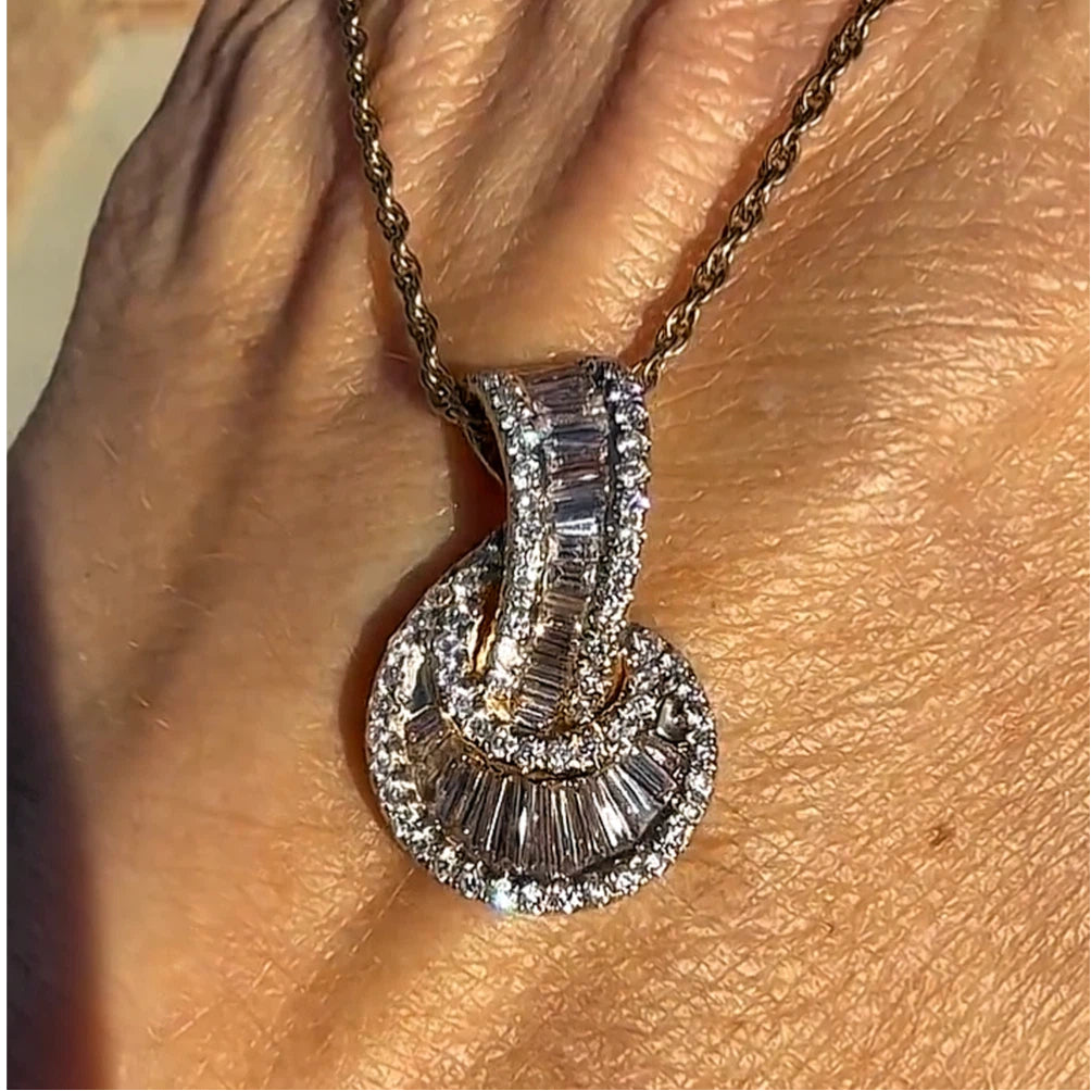 5 CTW Trapezoidal-Cut White Vintage Necklace-JOSHINY