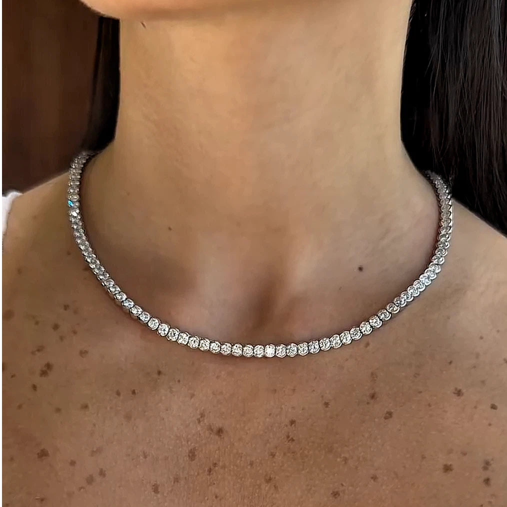 12 CTW Horseshoe Knot Round Cutting Exquisite Necklace - JOSHINY