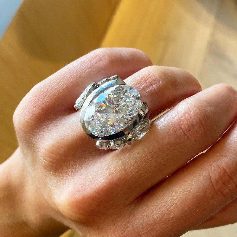 7ctw Oval Cut Easter Egg Ring -JOSHINY