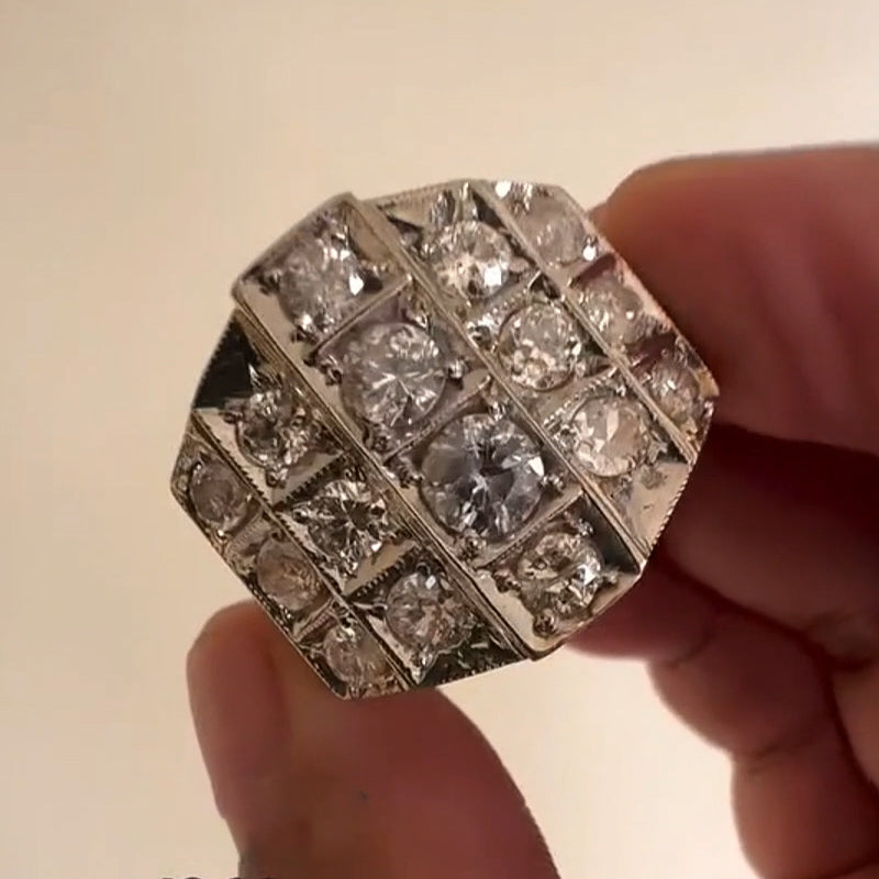 5ctw Round Cut 5 Column Set Gemstone Ring-JOSHINY