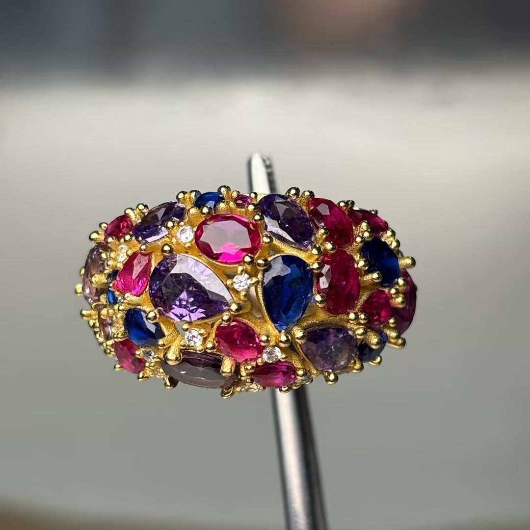 4.0Ctw Violet Kaleidoscope Gemstone Ring-JOSHINY
