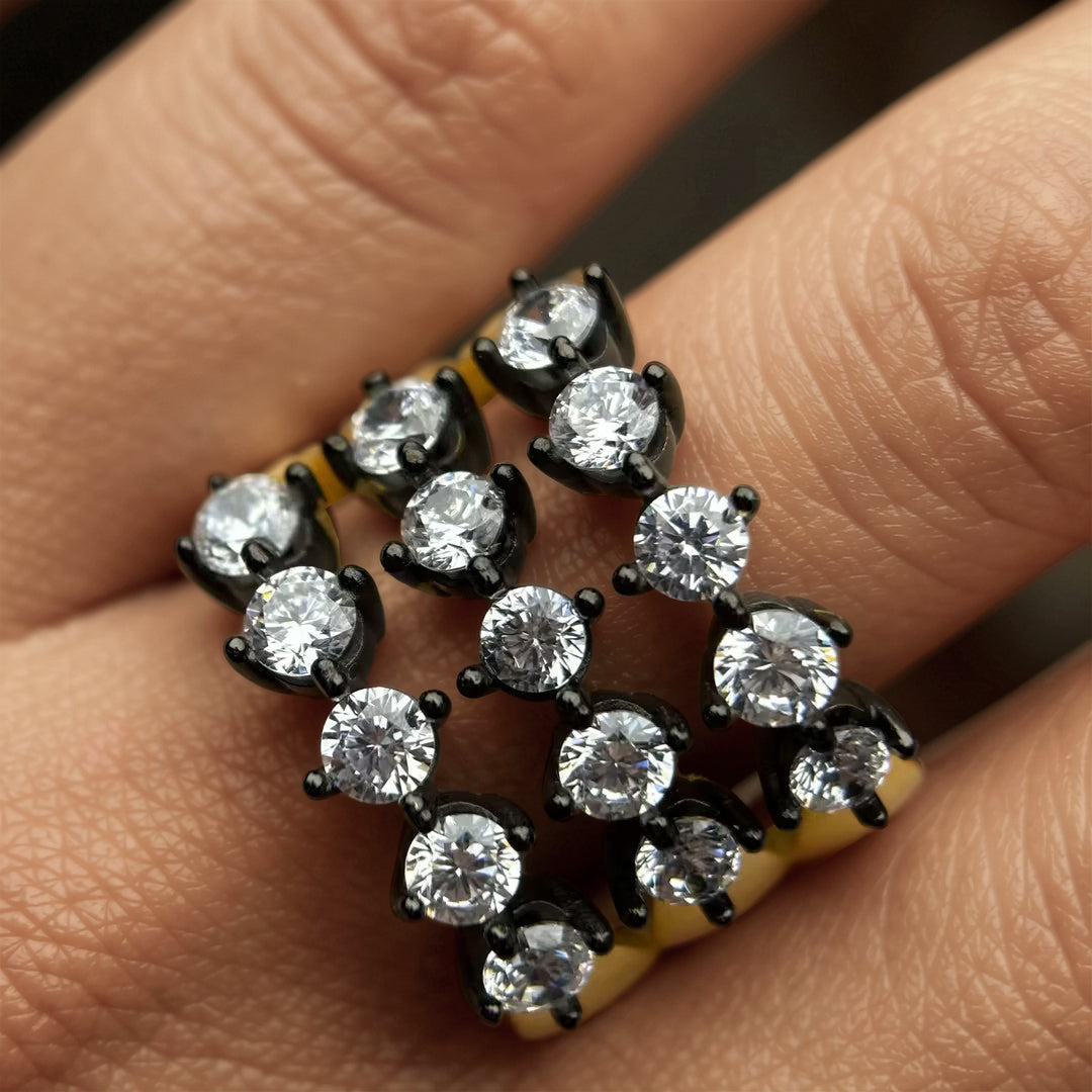 1.4 Ctw Women's Triple Row Stone Vintage Ring-JOSHINY