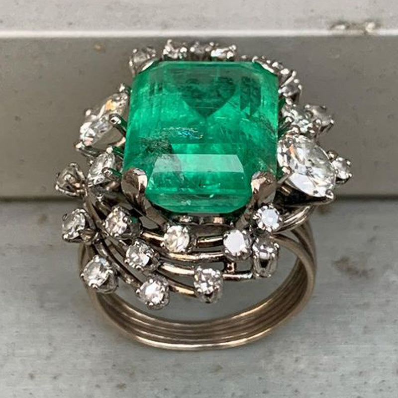 8.0ctw Medieval Style Emerald Gemstone Ring -JOSHINY