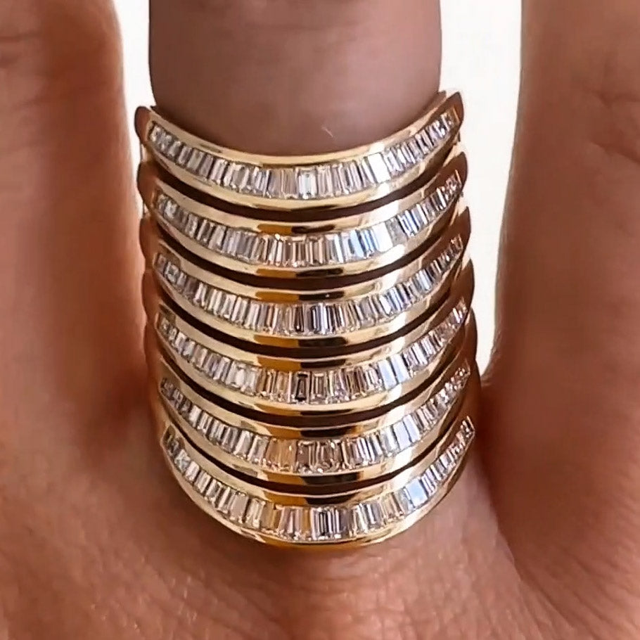 3.0ctw Baguette Cut 6 Ring Modern Style Gemstone Ring -JOSHINY