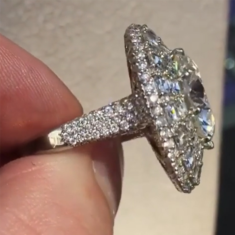 13ct Double Halo Round Gemstone Ring -JOSHINY