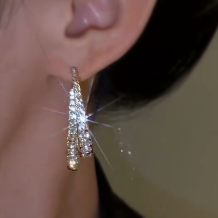 Stylish 8 ctw Round Cut White Gemstone Wobble Earrings -JOSHINY