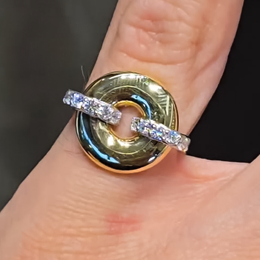 Stylish 0.2 ctw Round Cut White Gemstone Button Ring -JOSHINY