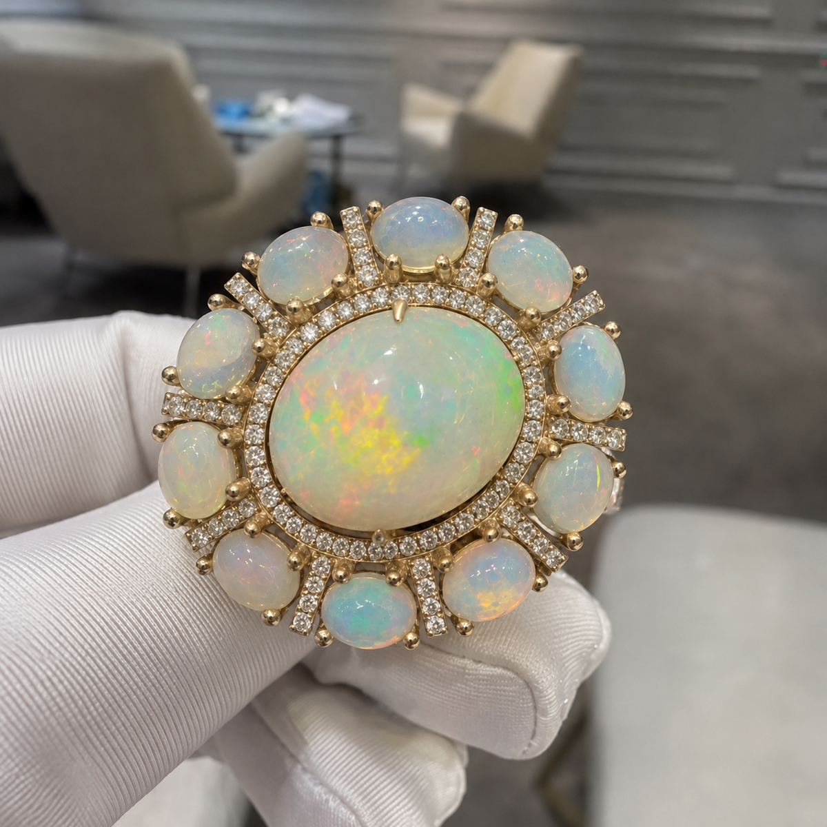 4CTW Round Cut Green Opal Vintage 925 Silver Wedding Ring-joshiny