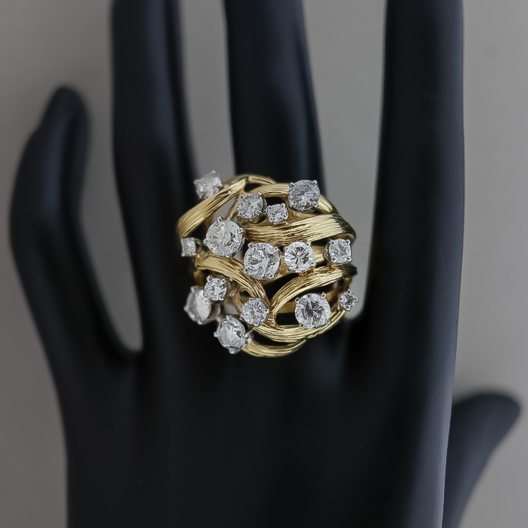 Unique 3 ctw Round Cut White Gemstone Vintage Multi-Stone Ring -JOSHINY