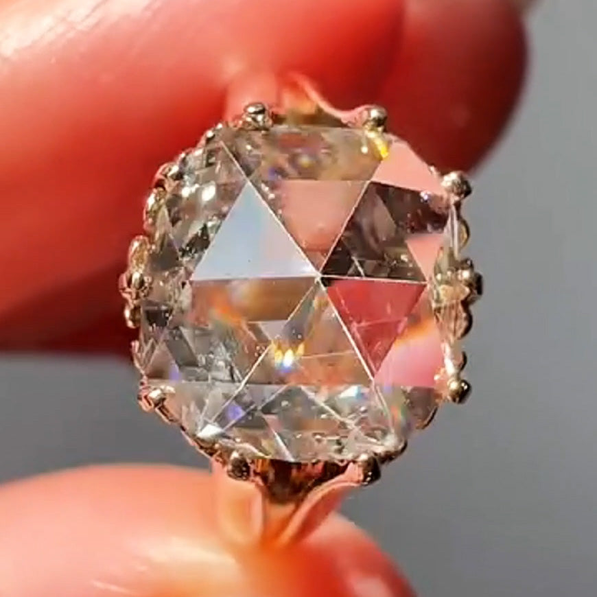 4.01ct Rose Cut Antique Ring -JOSHINY