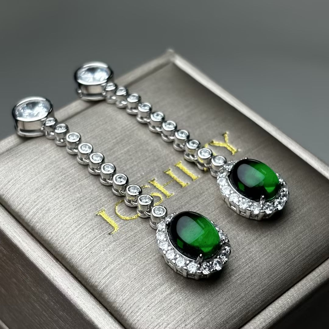 4.0Ctw Emerald Luxury Gemstone Earrings-JOSHINY