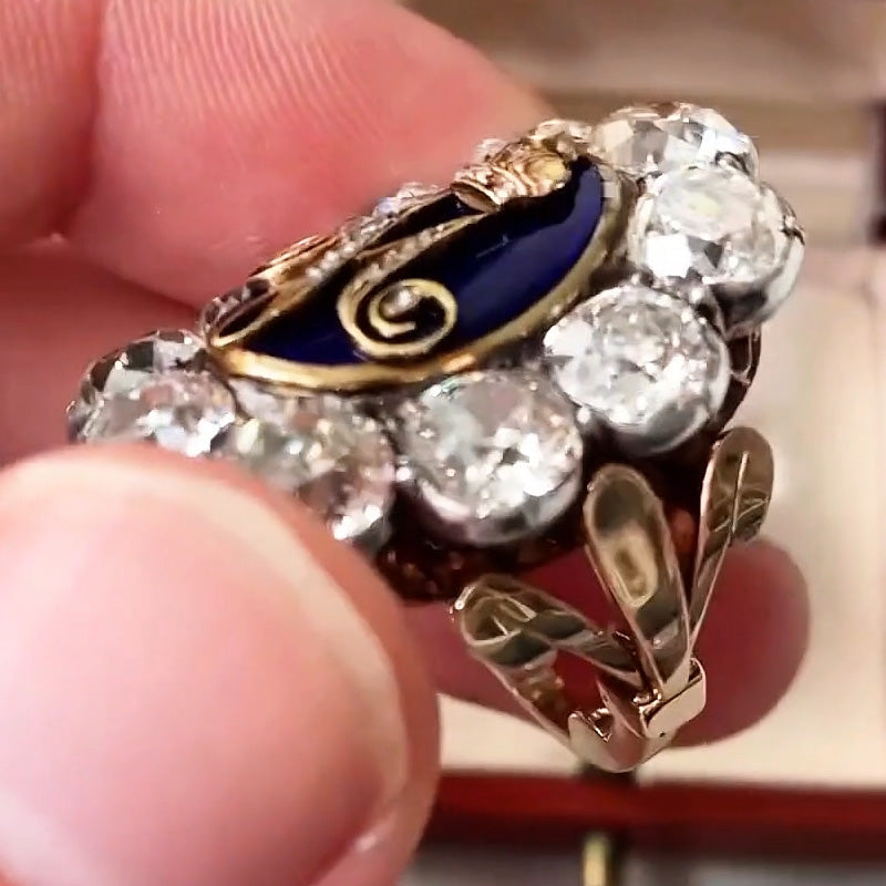 10ctw Old Mine Cut Royal Emblem Gemstone Ring (Customizable Letters) - JOSHINY