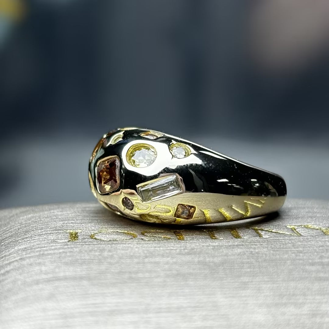2.0Ctw Multicolored Spherical Cabochon Gemstone Ring-JOSHINY