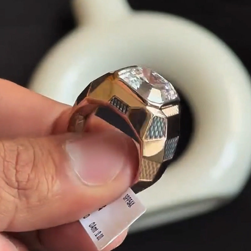 7.0ct Asscher Cut Premium Rose Gold Gemstone Engagement Ring -JOSHINY