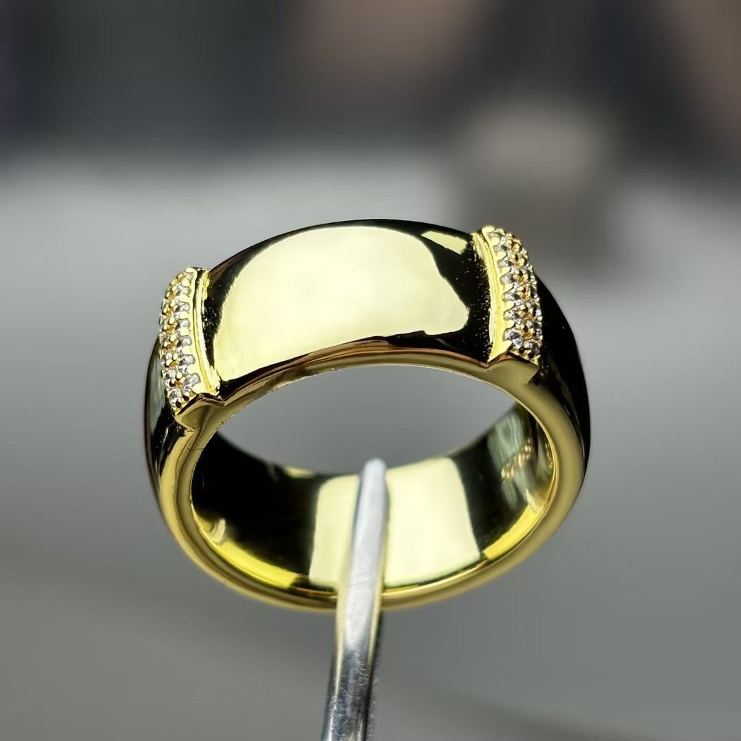0.5Ctw Wide Band Gemstone Ring with Sparkling Star Halo-JOSHINY
