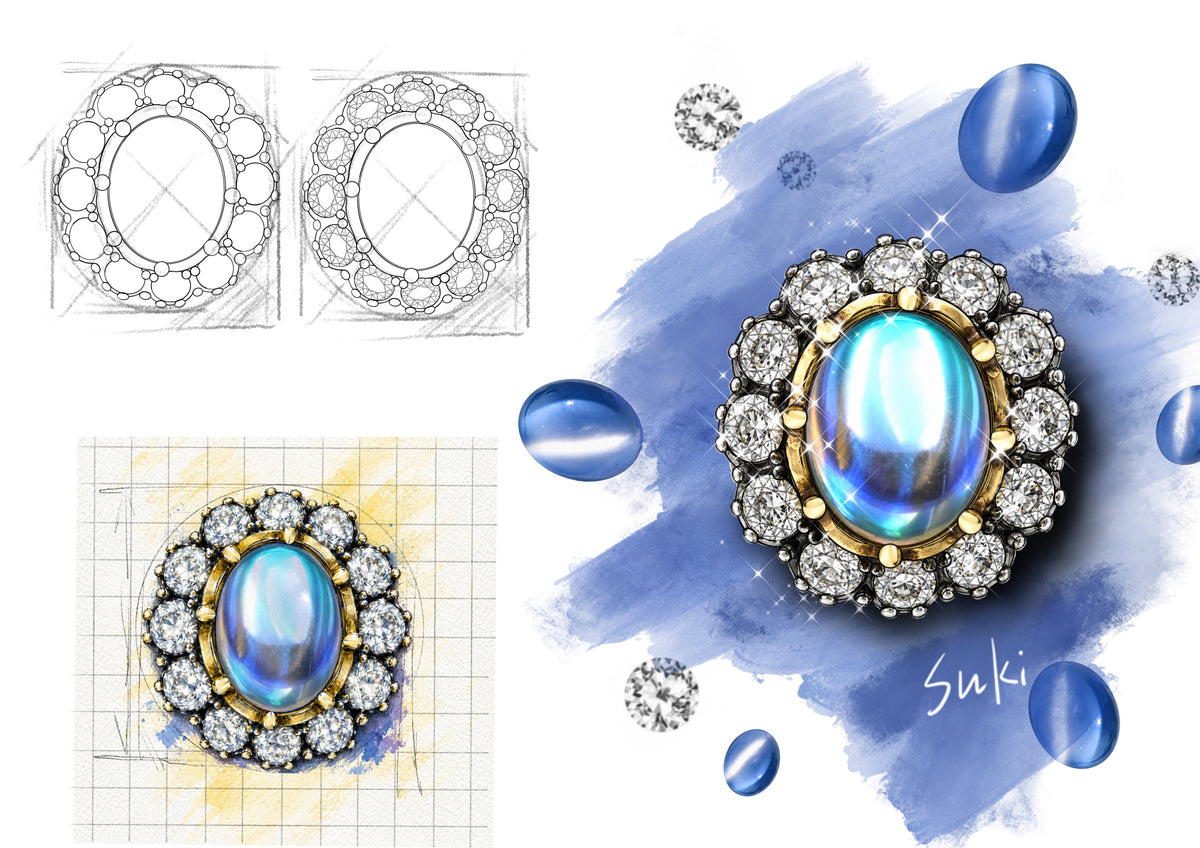 4CTW Cabochon Cut Blue Cubic Zirconia Vintage 925 Sterling Silver Ring-Joshiny