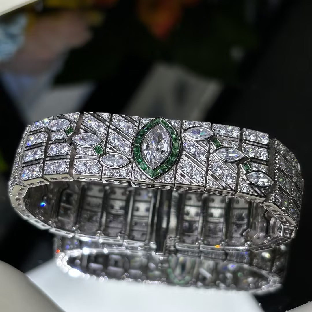 16.87ctw Marquise and Round Cut Art Deco Straight Line Bracelet-JOSHINY