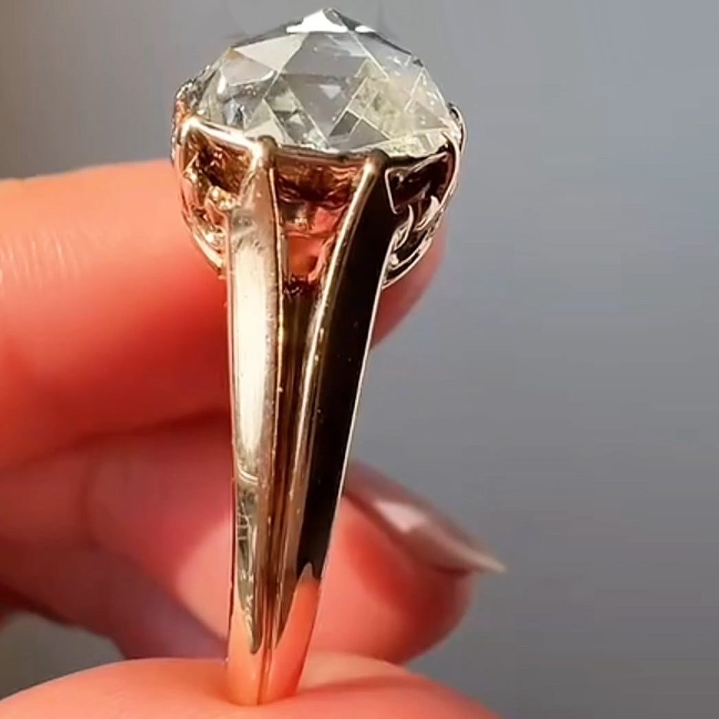 4.01ct Rose Cut Antique Ring -JOSHINY