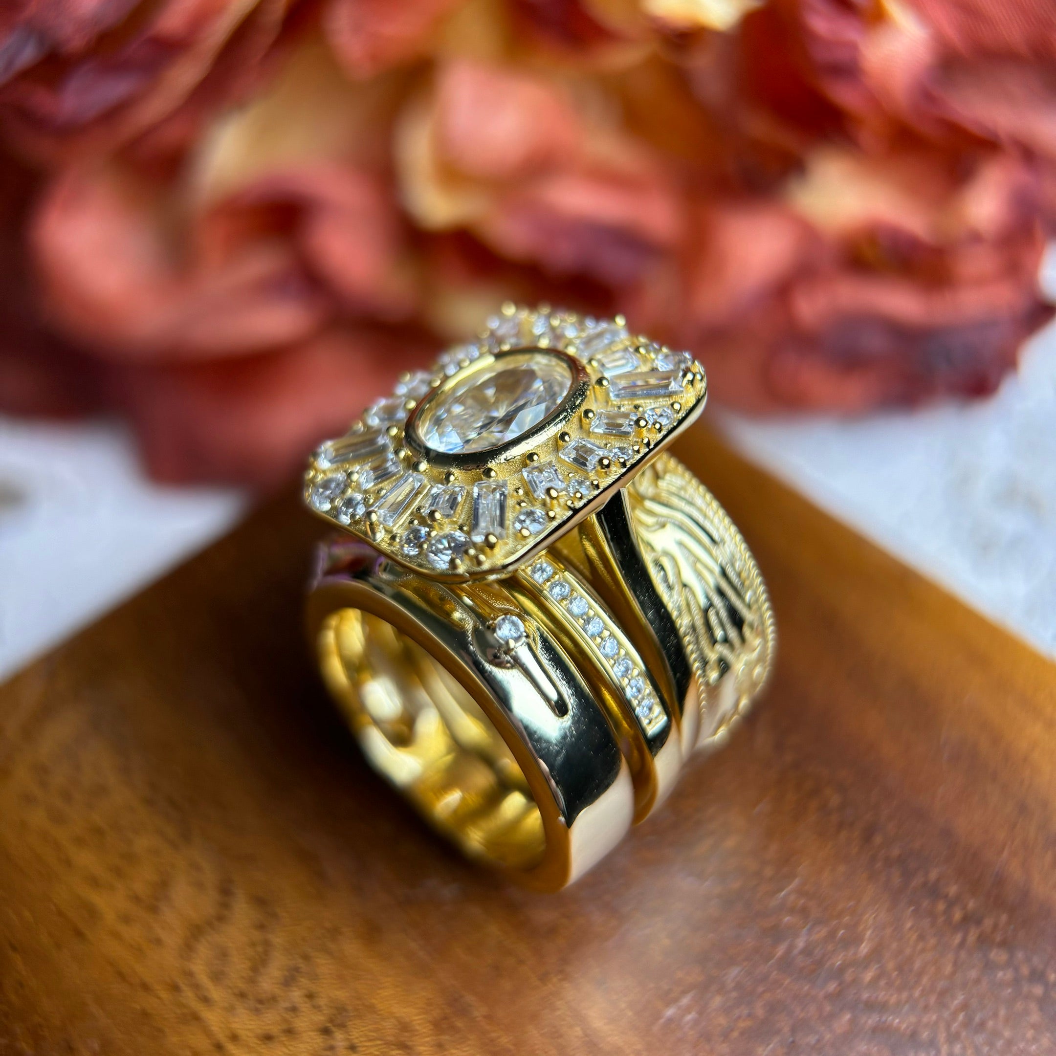 3.0ctw Oval Cut Extraordinary Cocktail Stacking Ring -JOSHINY