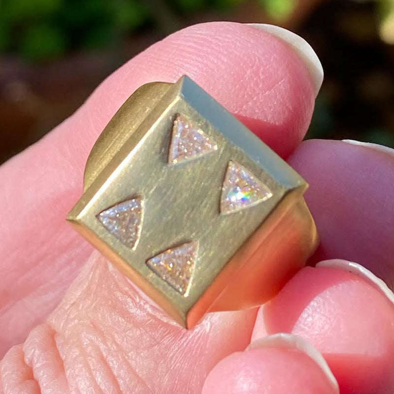 0.6ctw Triangle Cut Four Stone Ring-JOSHINY