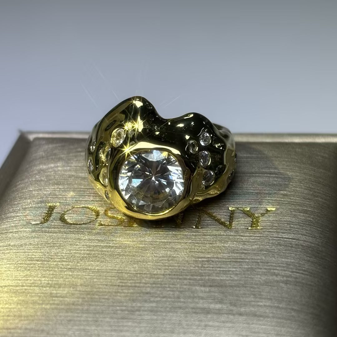 18K Gold Vintage Artistic Gemstone Inlaid Ring-JOSHINY