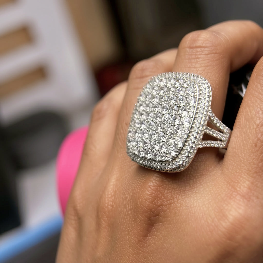 Gorgeous 5 ctw Round Cut White Gemstone Pave Ring -JOSHINY