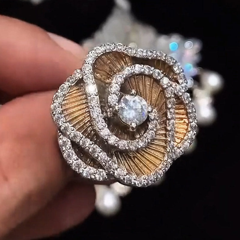 4.0ctw Round Cut Pretty Flower Ring-JOSHINY