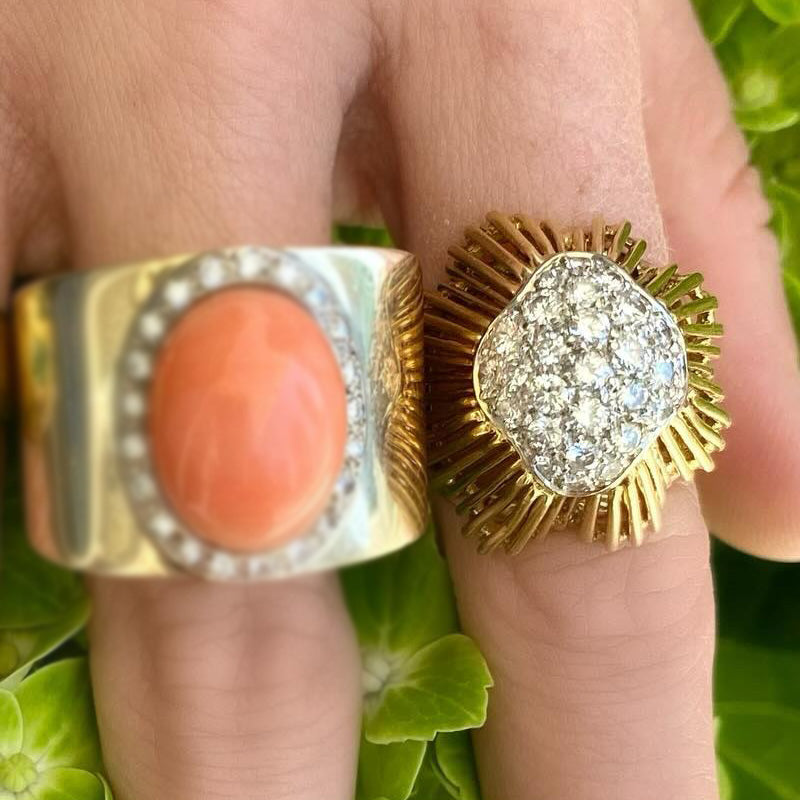 1.74ctw Vintage Style Coral Dome Ring -JOSHINY