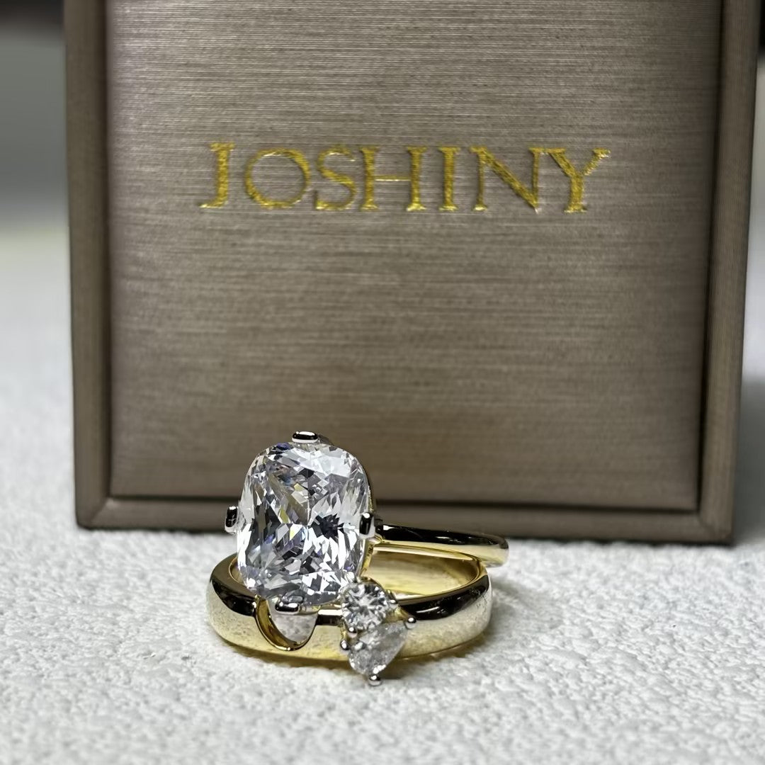 3.0Ctw Rectangular Cushion-Shaped Stacked Engagement Ring-JOSHINY