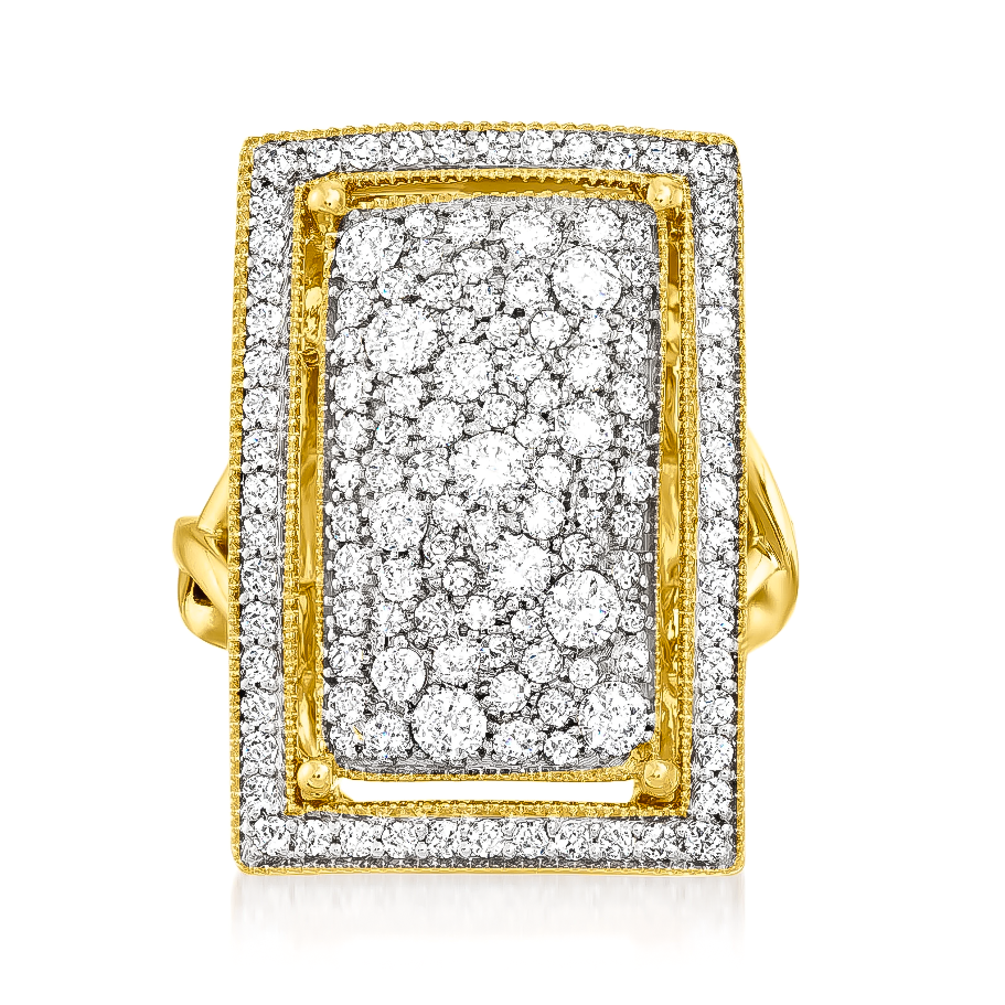 Exquisite 3 ctw Round Cut White Gemstone Pavé Square Ring -JOSHINY