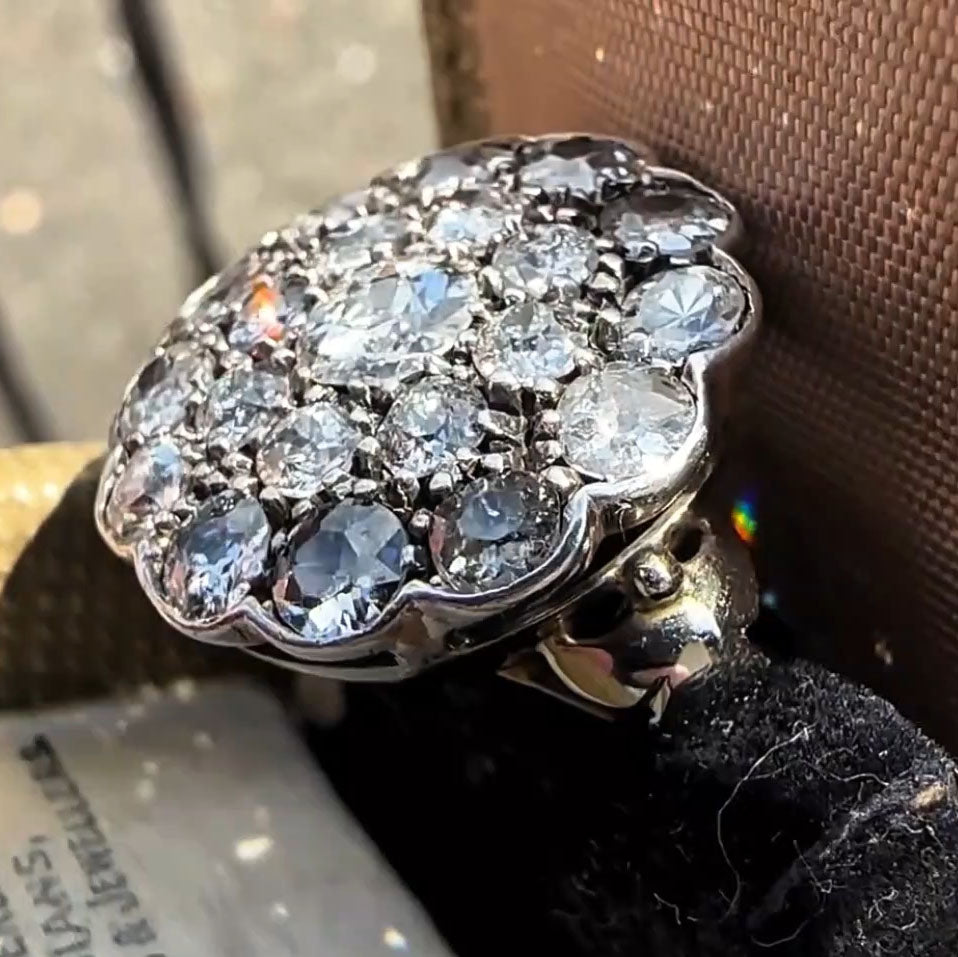 10ctw Old European Cut Art Deco Gemstone Cluster Ring -JOSHINY