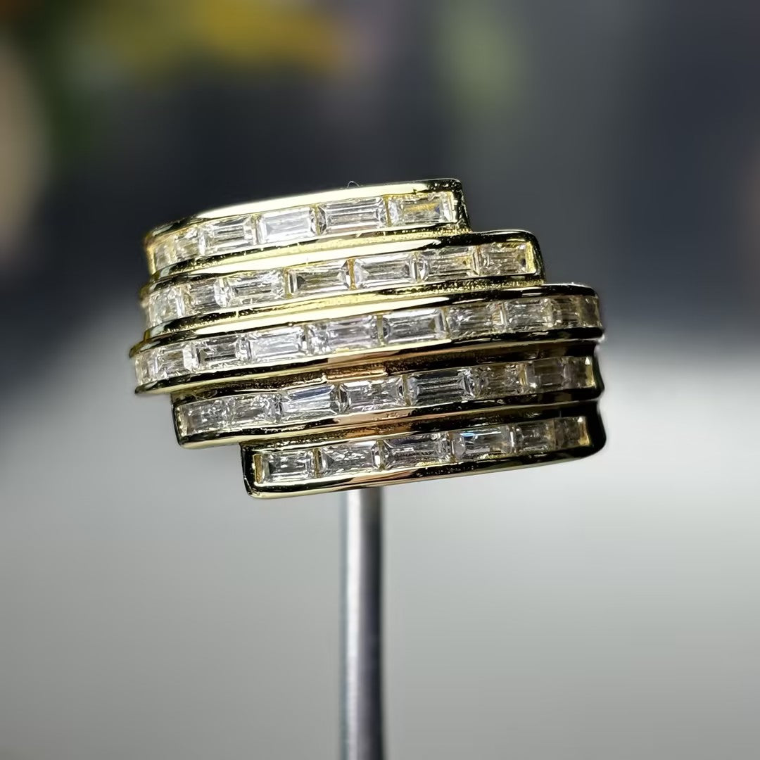 2.4ctw Five-Row Baguette Ring-JOSHINY