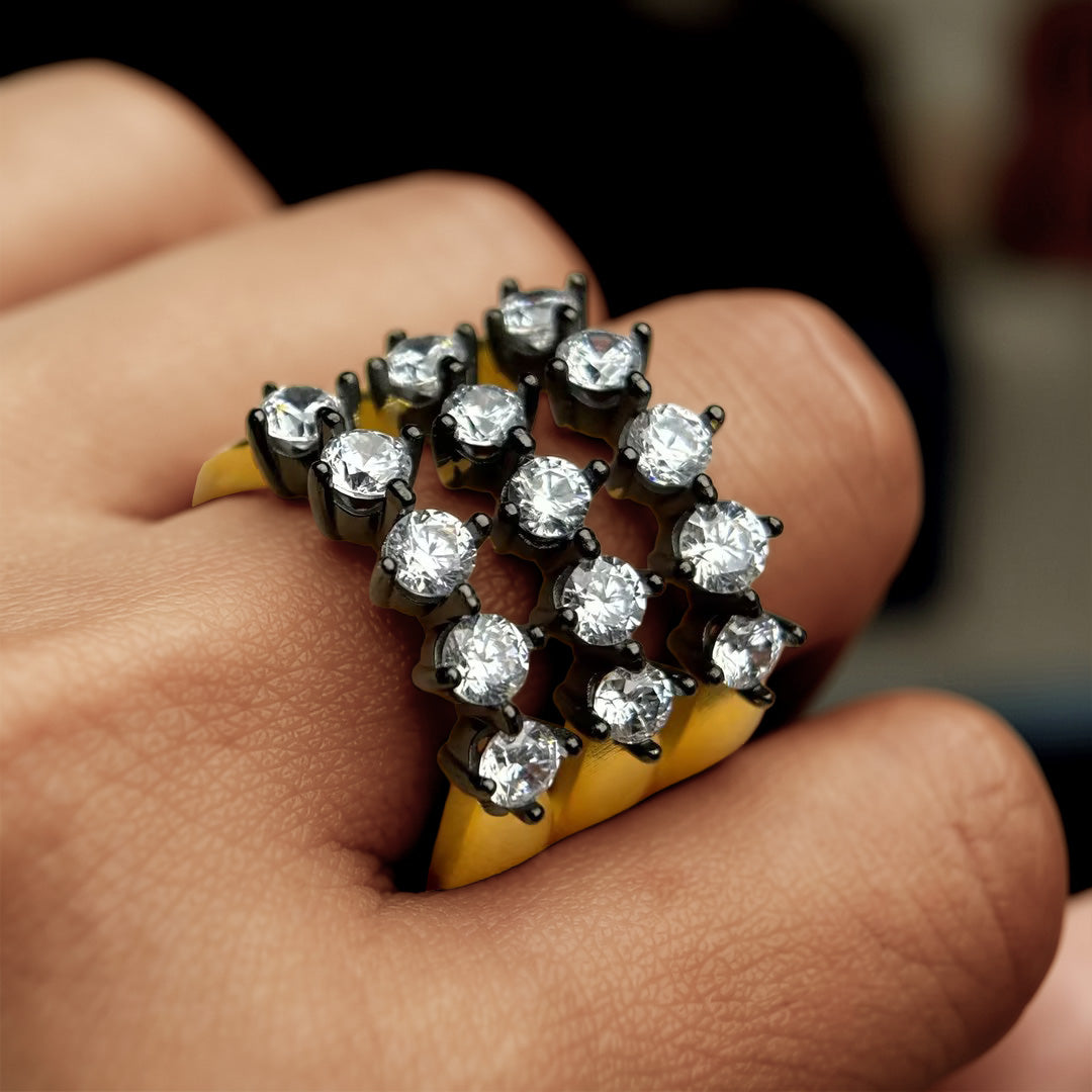 1.4 Ctw Women's Triple Row Stone Vintage Ring-JOSHINY