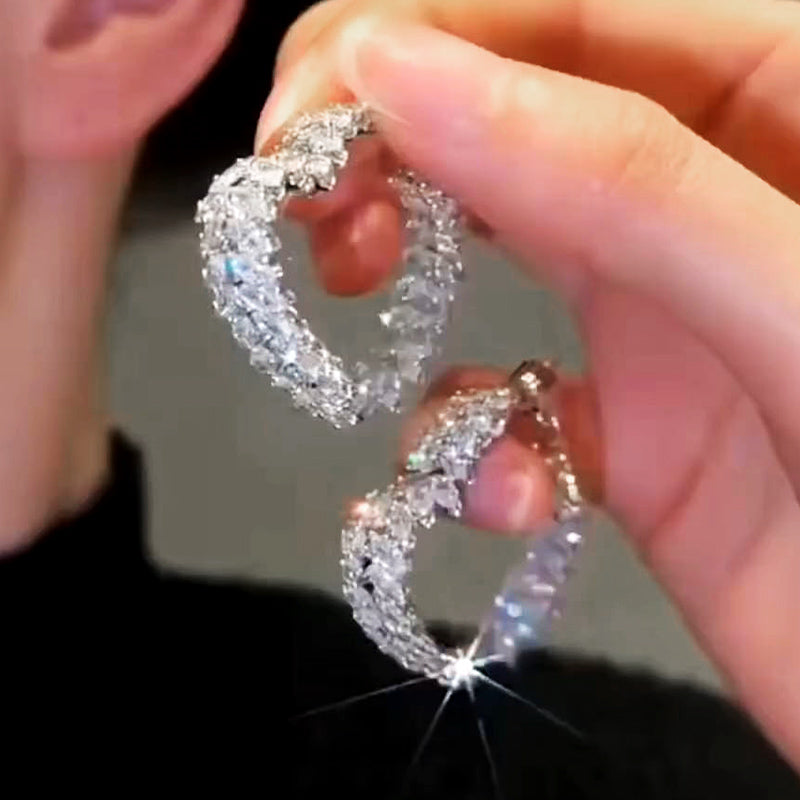 4ctw Women's Sparkling Heart Earrings -JOSHINY