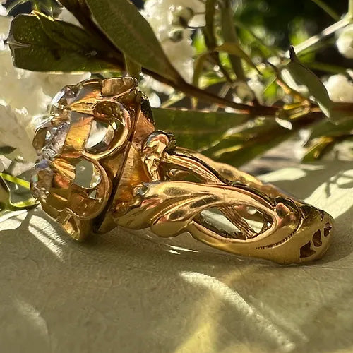 2,21ctw Asscher Cut Blatt Schulter Vintage Ring-JOSHINY