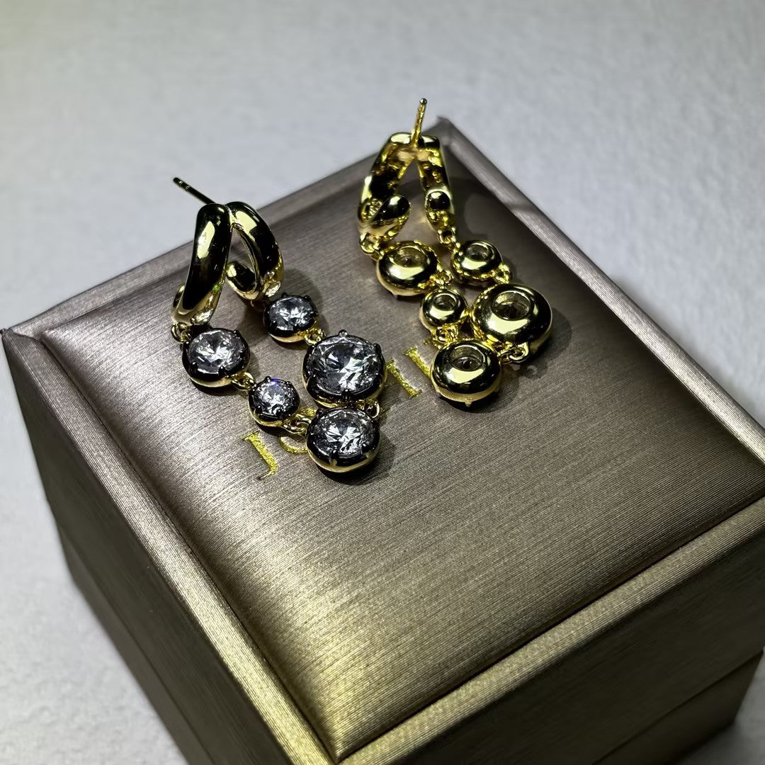 2.0Ctw Two-tone Gold Dangling Gemstone Earrings-JOSHINY