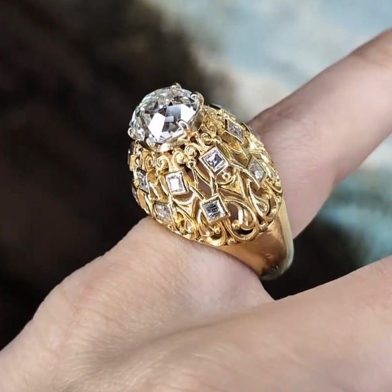 4.24ctw Old Open Cut Skeleton Ring-JOSHINY