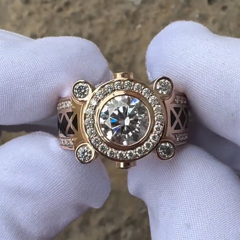 6.0ctw Round Cut Wide Shank Chunky Gemstone Ring -JOSHINY