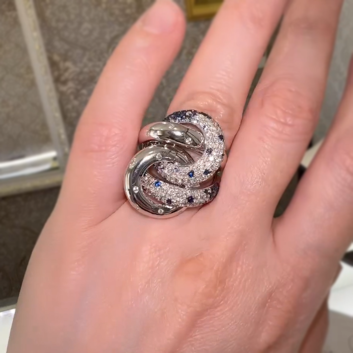 Unique 4 ctw Round Cut White Gemstone & Sapphire Ring -JOSHINY