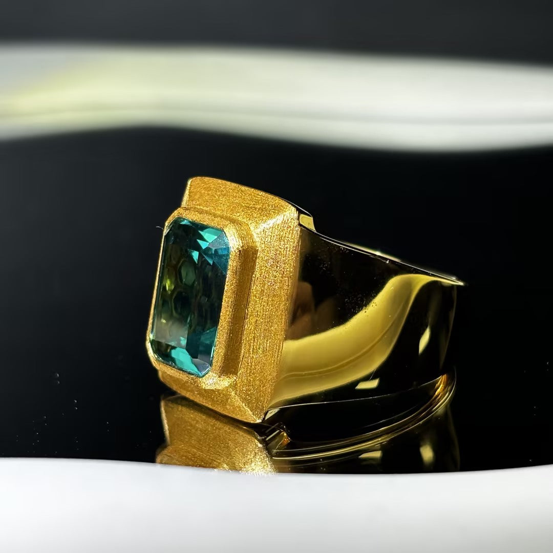 4 ct baguette cut green Vintage Gentleman's cubic zirconia 925 sterling silver Engagement Ring-JOSHINY