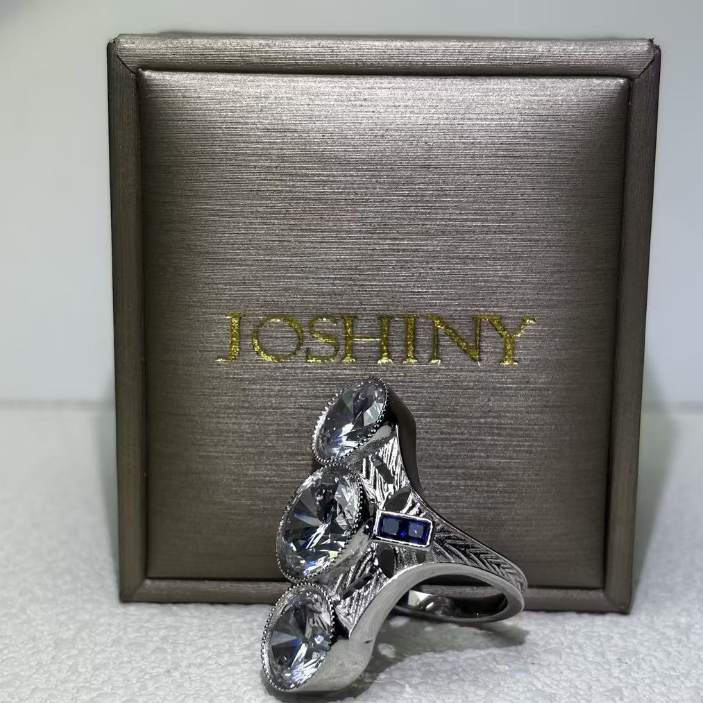 5.17 CTW Round Cut White Cubic Zirconia 925 Sterling Silver Vintage Engagement Ring -JOSHINY