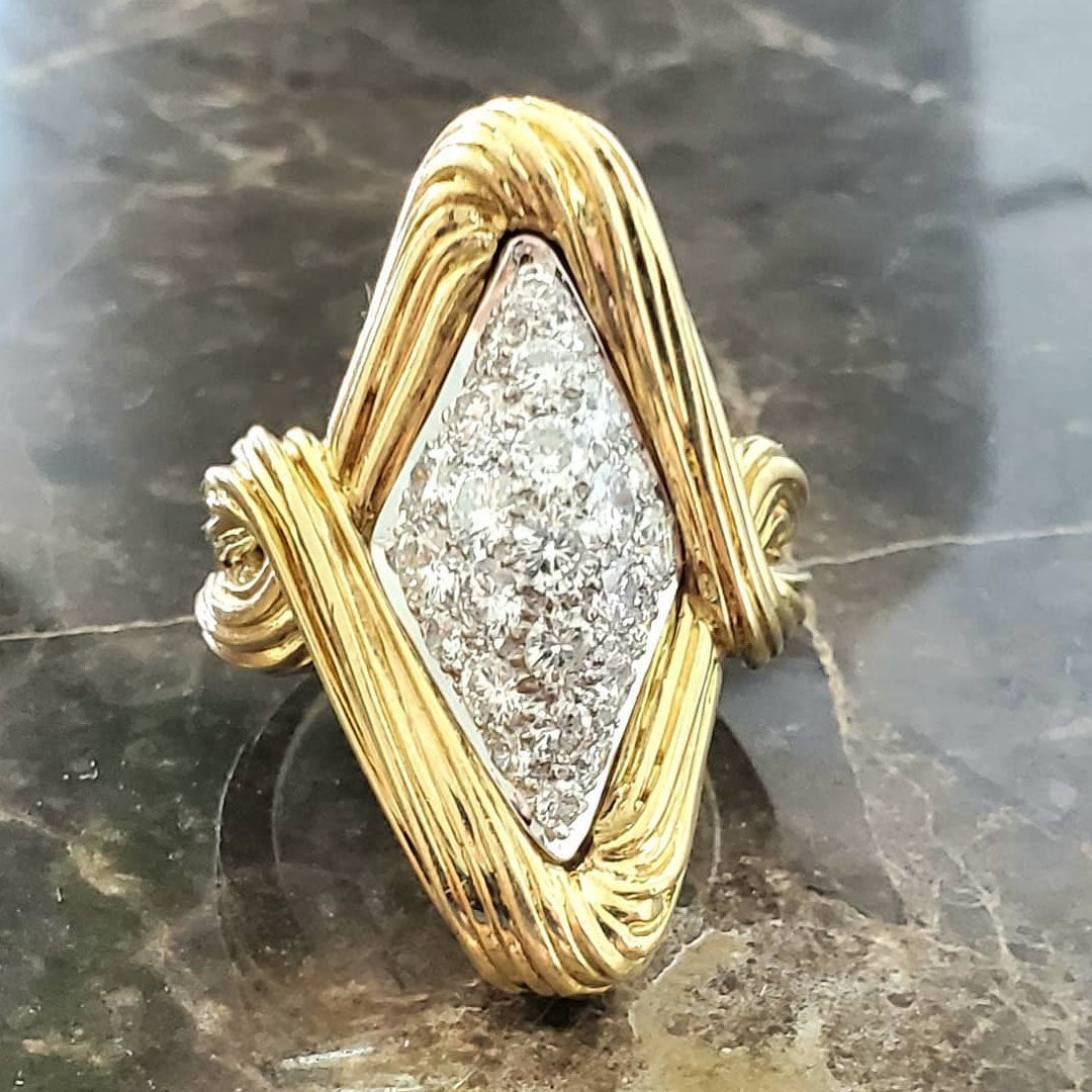 3.55ctw 1970s Vintage Twisted Cluster Gemstone Ring -JOSHINY