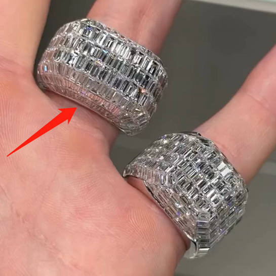 Stylish 4 ctw Baguette & Trapezoidal Cut White Gemstone Twin Ring -JOSHINY