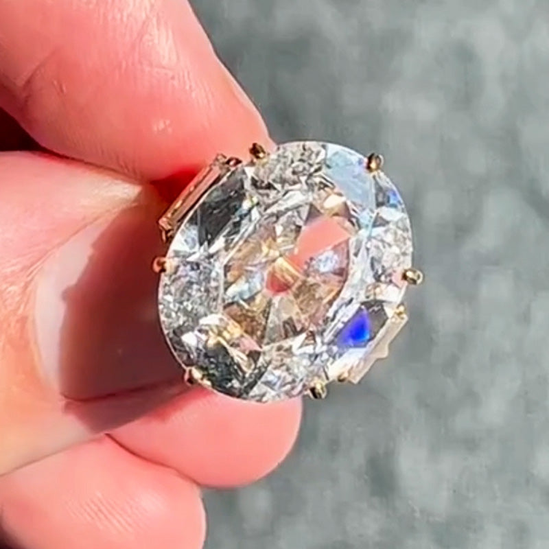 10.60ct Oval Cut Baguette Balance Engagement Ring -JOSHINY