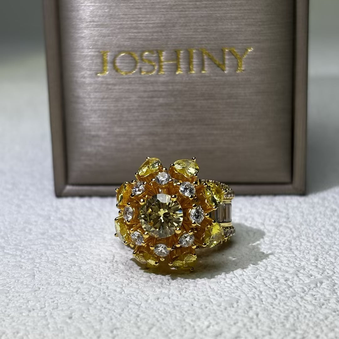 12Ctw Multi-layered Gemstone Flower Engagement Ring-JOSHINY