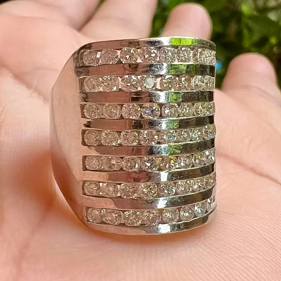 Stylish 5 ctw Round Cut White Gemstone Ring -JOSHINY