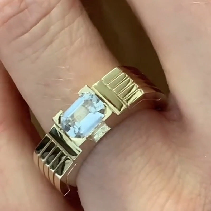 4.0ct Long and Square Octagon Modern Style Gemstone Ring-JOSHINY